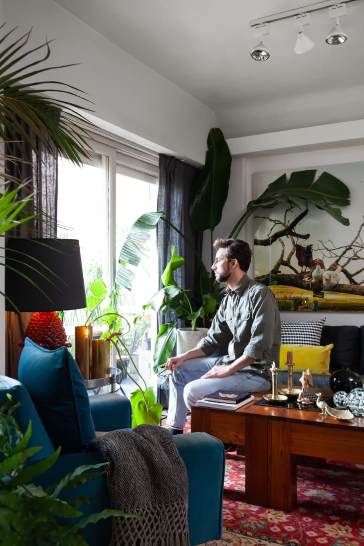 Argentina Apartment With Family Heirlooms, Pinstripe Walls, and Plants